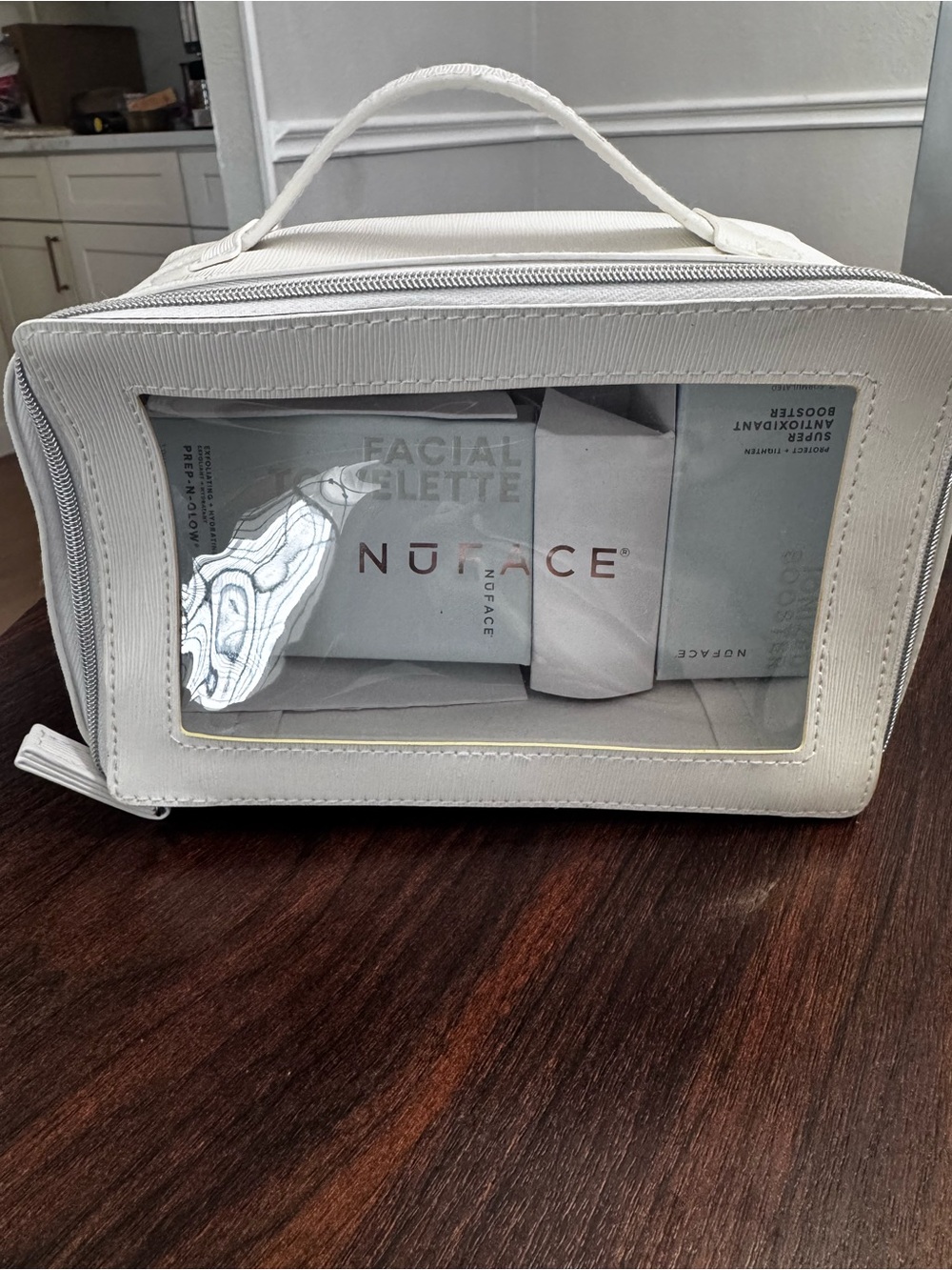 NuFace Skincare Set in White Clear-Window Travel Case